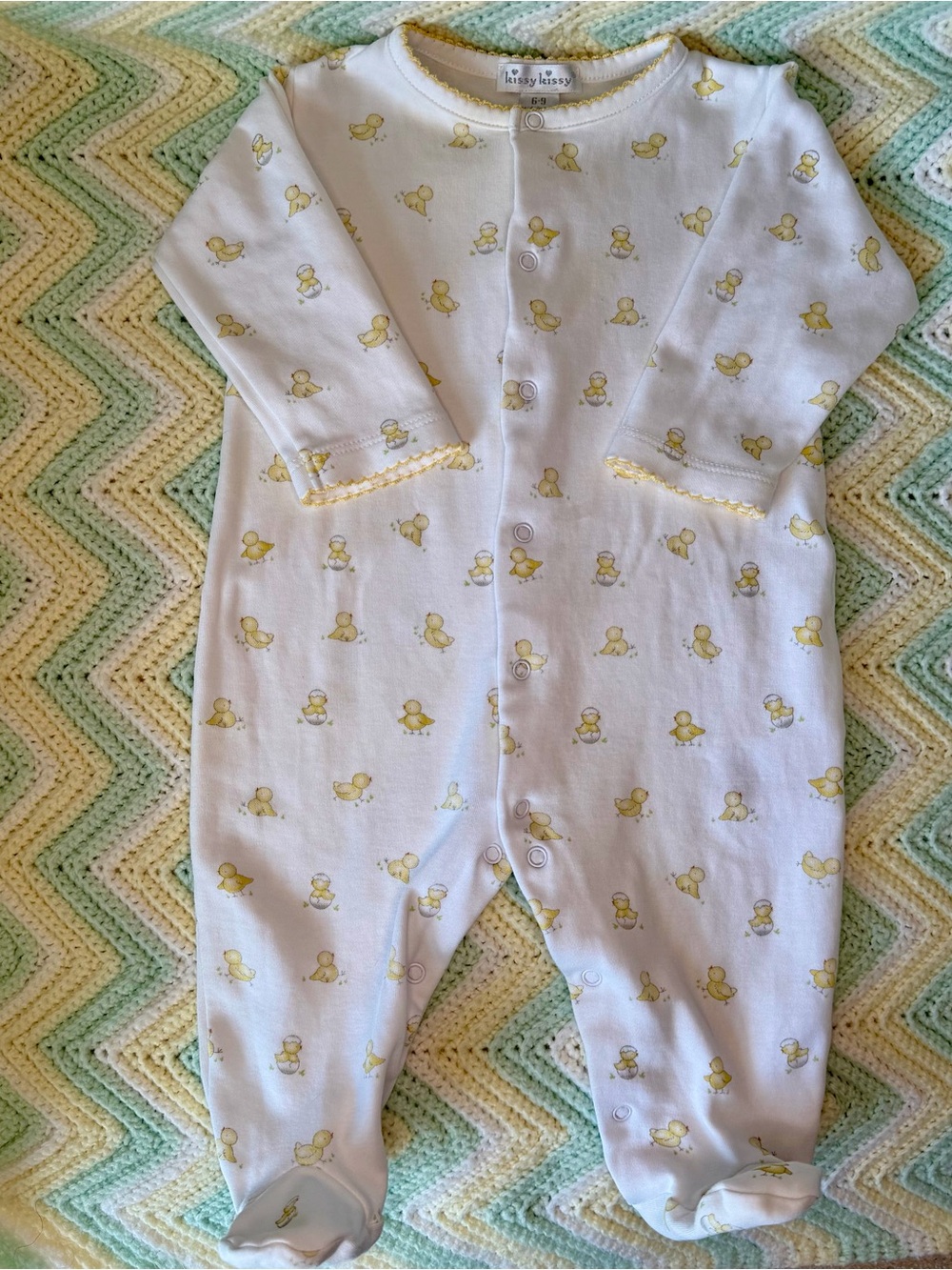 Kissy Kissy Hatchlings Print Pima cotton Footed One-Piece